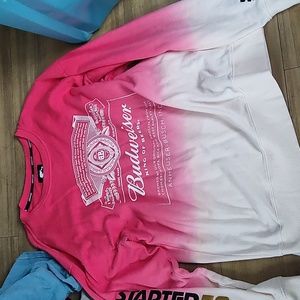 Starter Budweiser red dip dyed long sleeve sweatshirt/sweater size large l beers